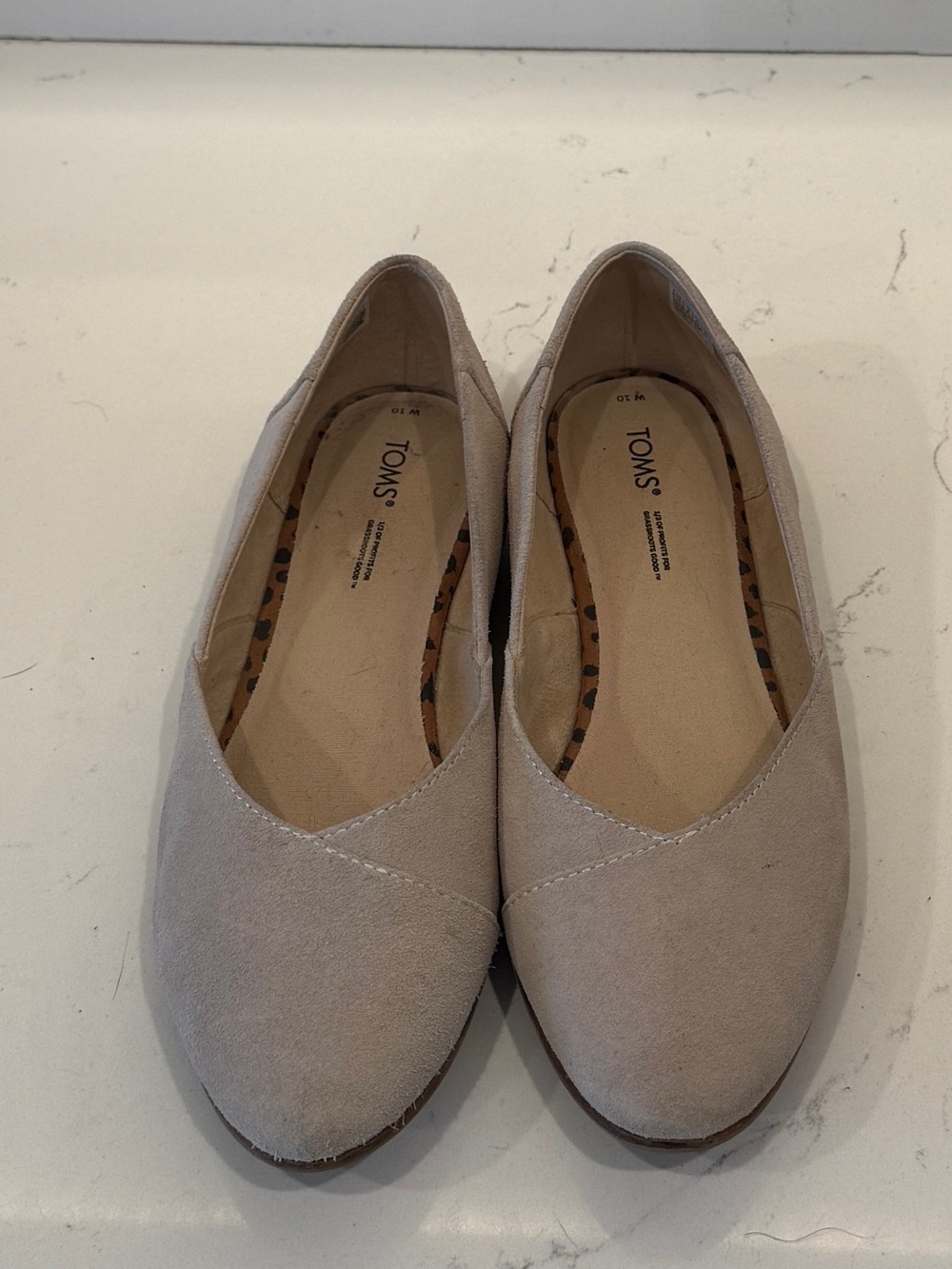 TOMS Beige Jutti Neat Suede Slip-On Flats